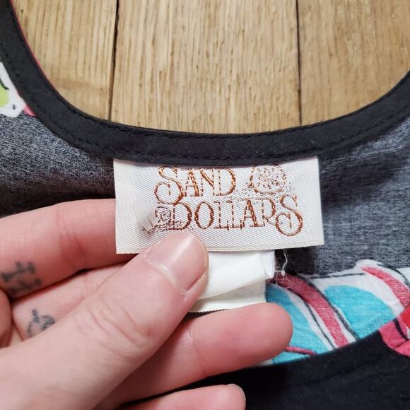 Vintage 90s Tropical Drinks Trapeze Swing Short Sleeve Mini Dress Colorful - Picture 8 of 14